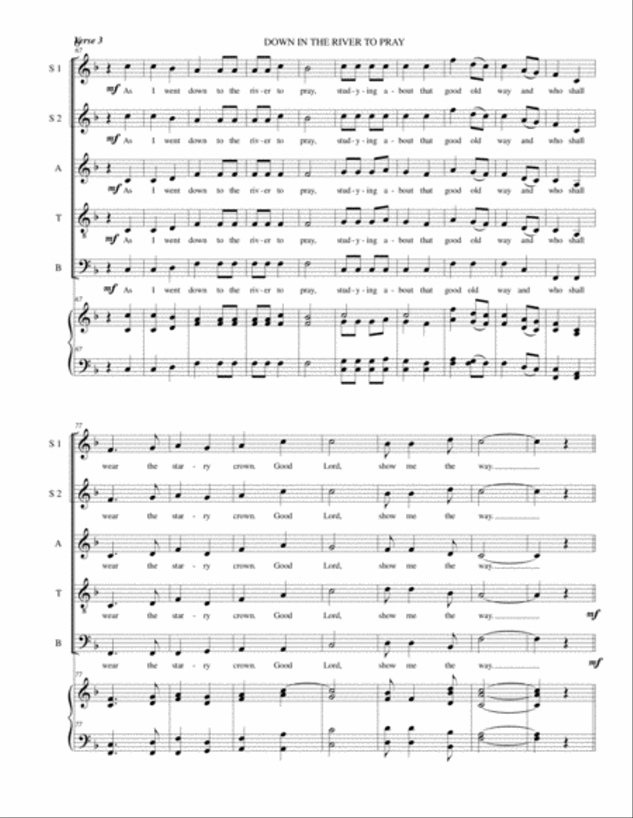 Down in the River to Pray 4-Part scores gallery preview page 6