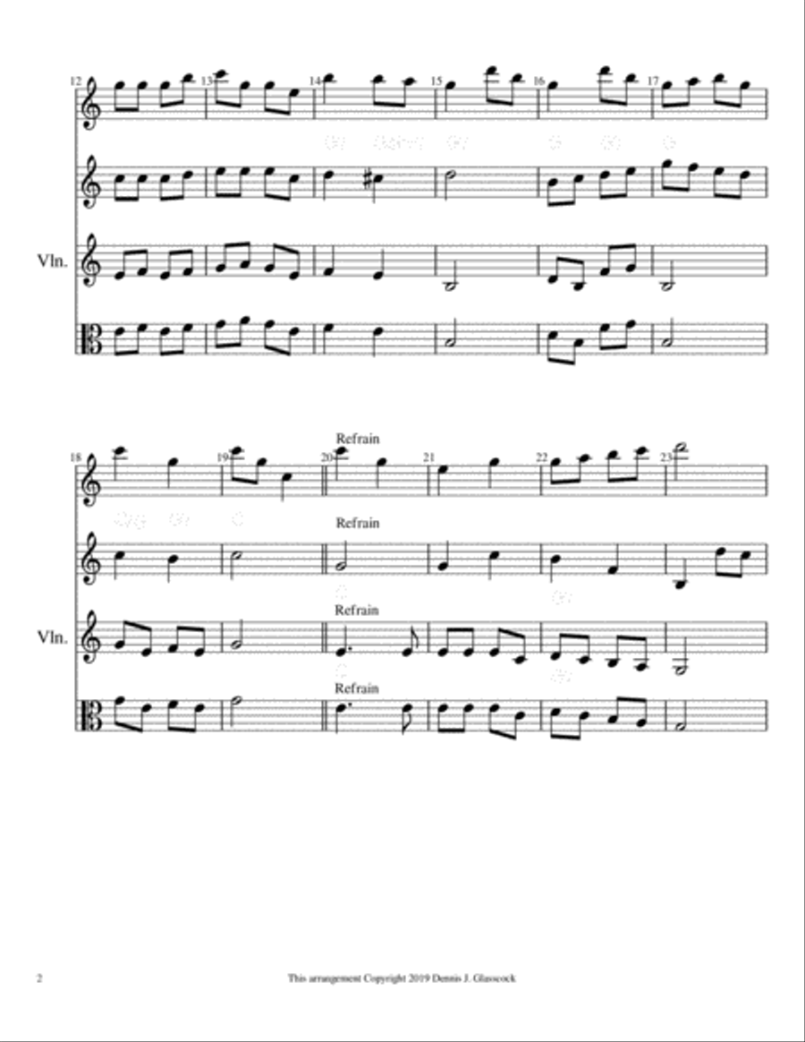 12 Sacred Trios (or Duets) for Flute, Violin & Viola (Violin II) Small Ensemble scores gallery preview page 2