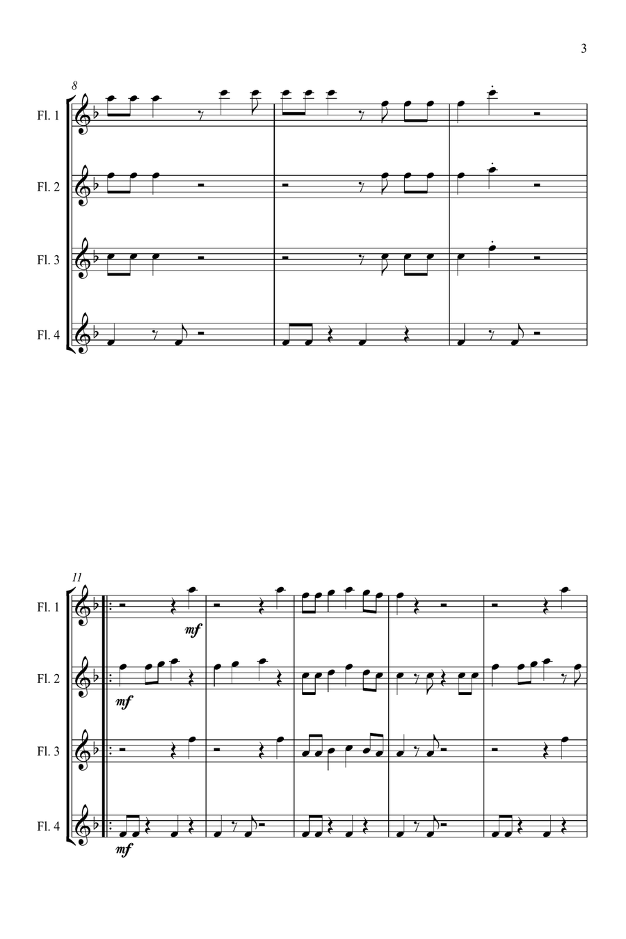 Single Ladies (Put A Ring On It) Flute Quartet scores gallery preview page 3