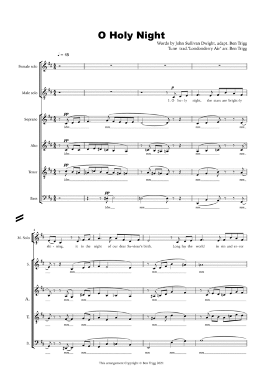 O Holy Night (Londonderry Air) – close harmony SATB+soloists (advanced) 4-Part scores gallery preview page 3