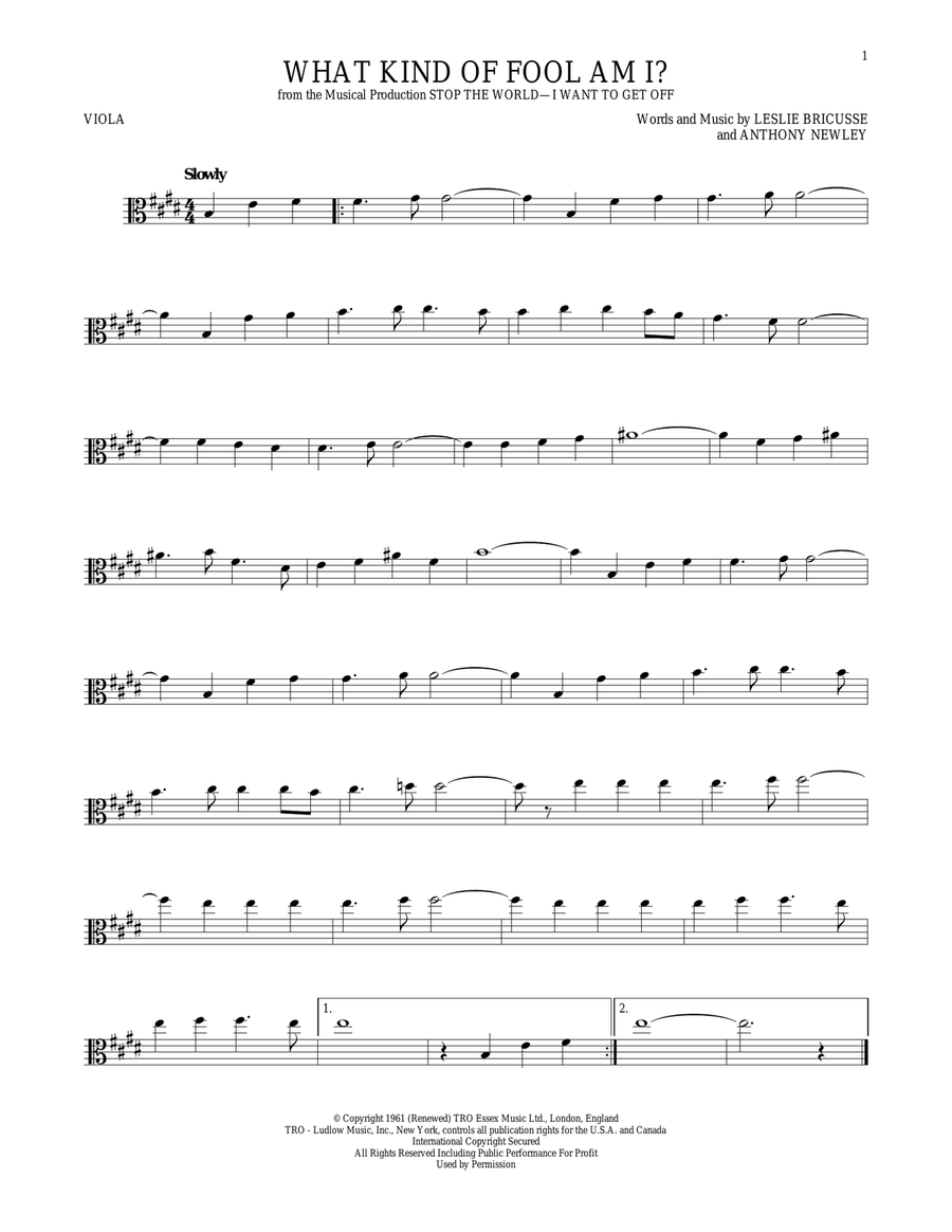 What Kind Of Fool Am I? Viola Solo scores gallery preview page 1