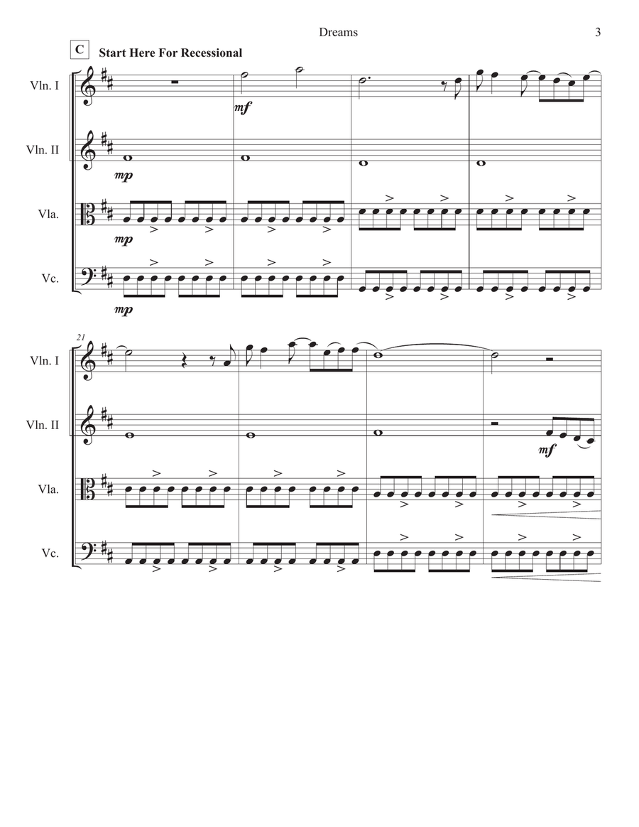 Dreams String Quartet scores gallery preview page 3