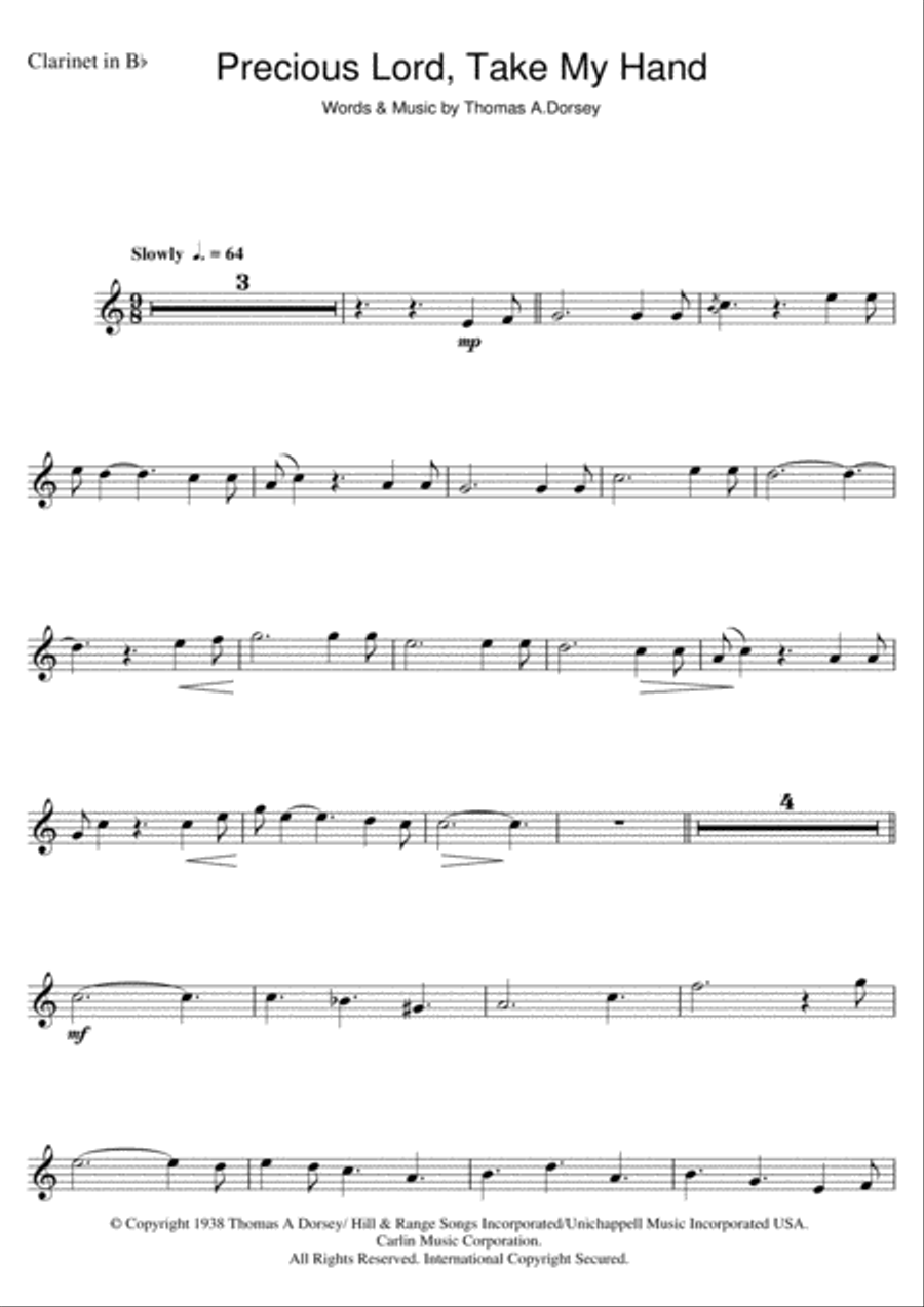 Precious Lord, Take My Hand (Take My Hand, Precious Lord) Clarinet Solo scores gallery preview page 1