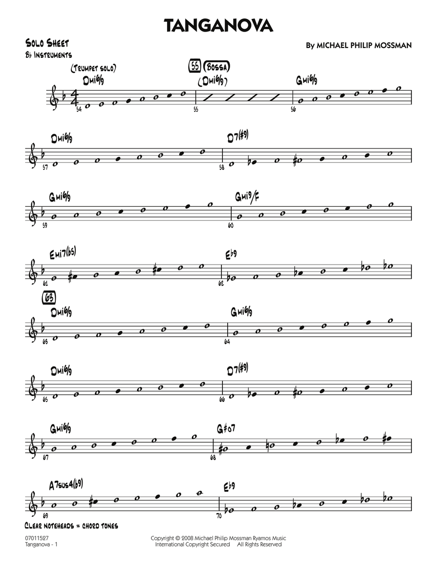 Tanganova - Bb Solo Sheet Jazz Ensemble scores gallery preview page 1