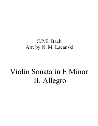 Book cover for Sonata in E Minor for Violin and String Quartet II. Allegro