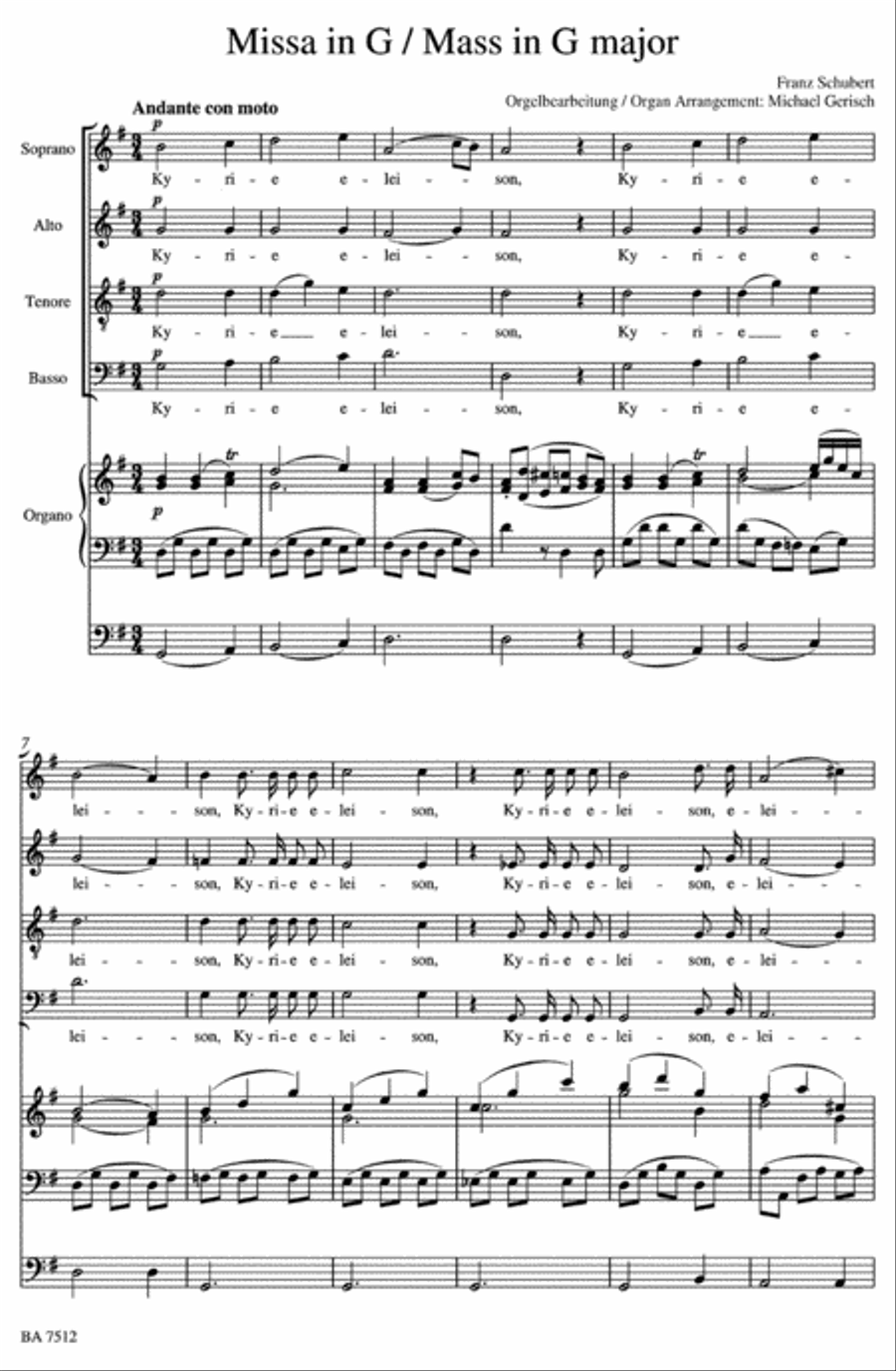 Missa G major D 167 Mixed Choir scores gallery preview page 2