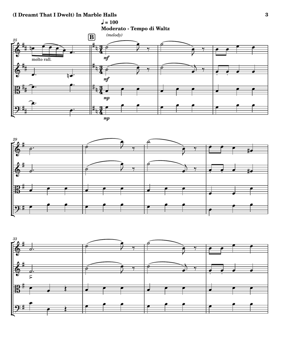 In Marble Halls - String Quartet String Quartet scores gallery preview page 3