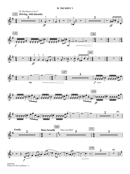 Pirates Of The Caribbean (Symphonic Suite) (arr. John Wasson) - Bb Trumpet 3