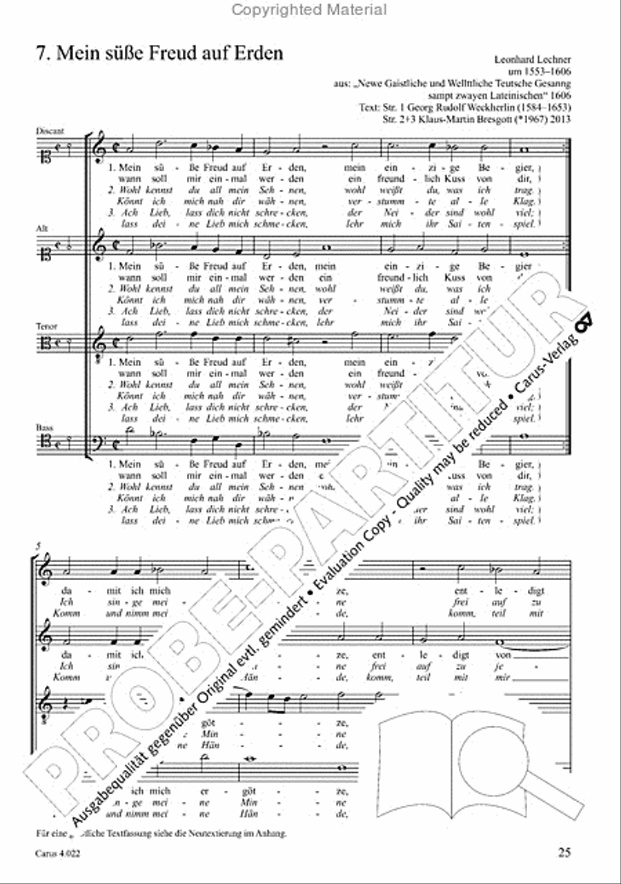 Mein susse Freud auf Erden (mit Neutextierung) Choir scores gallery preview page 2