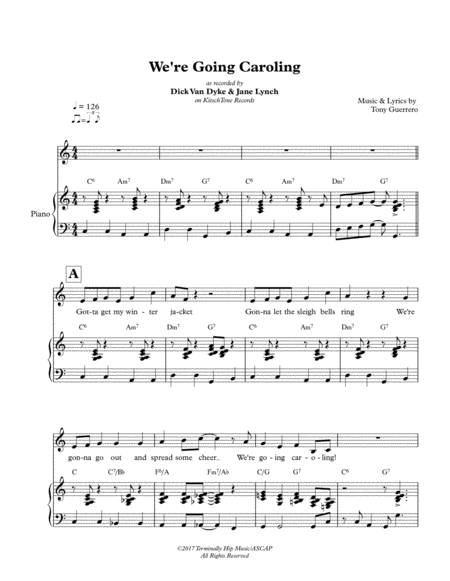 We're Going Caroling (as recorded by Dick Van Dyke & Jane Lynch) - PIANO/VOCAL image number null