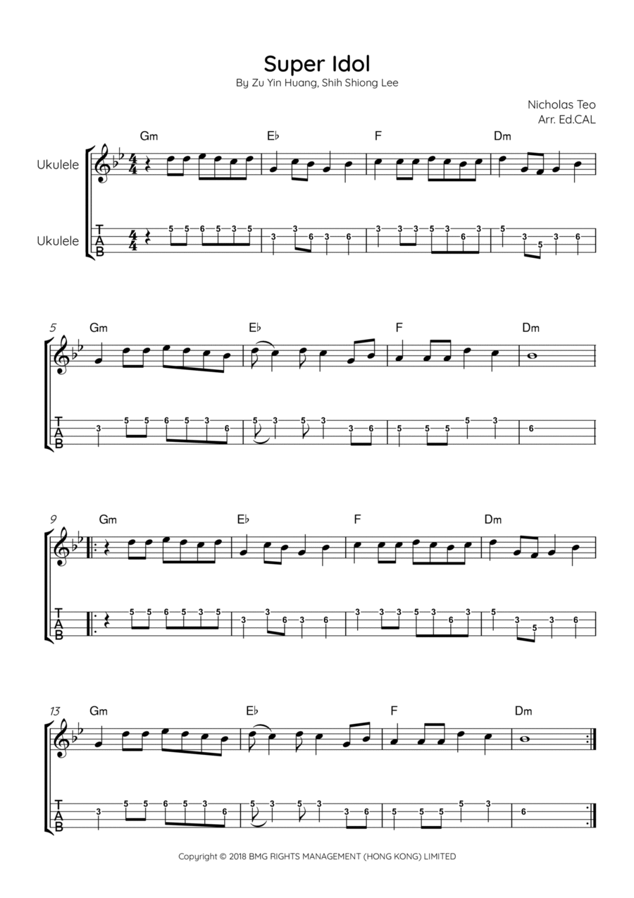 Super Idol Ukulele scores gallery preview page 1