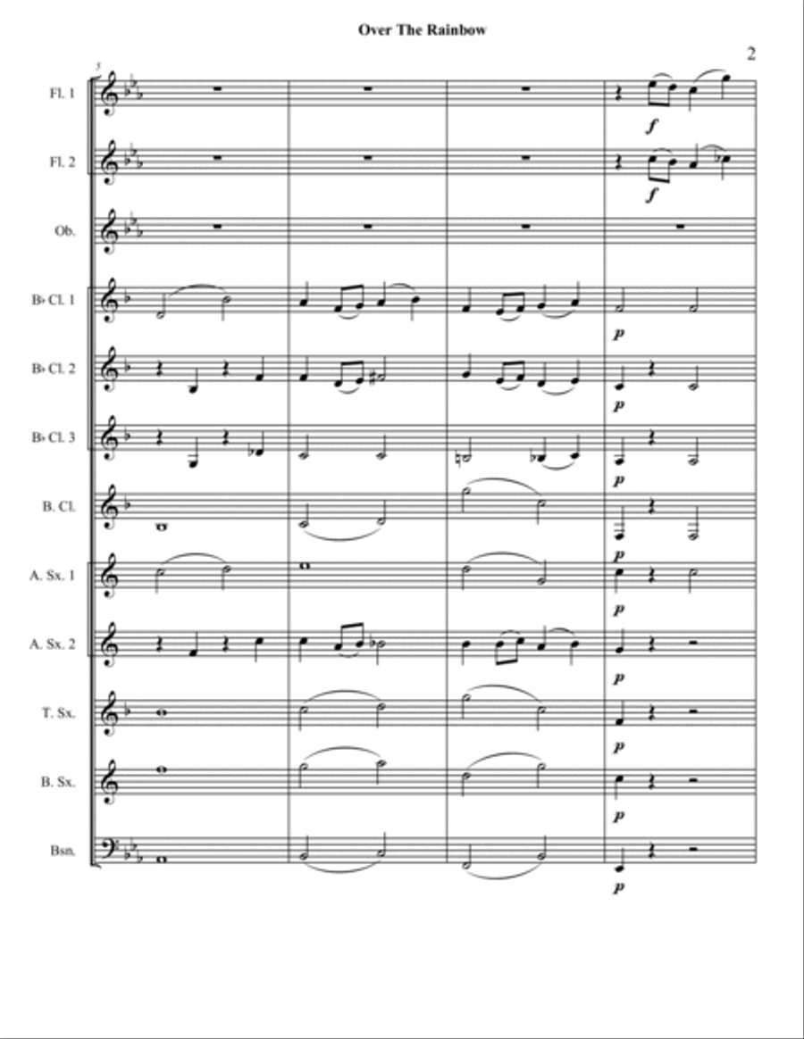 Over The Rainbow (from The Wizard Of Oz) Woodwind Ensemble scores gallery preview page 2
