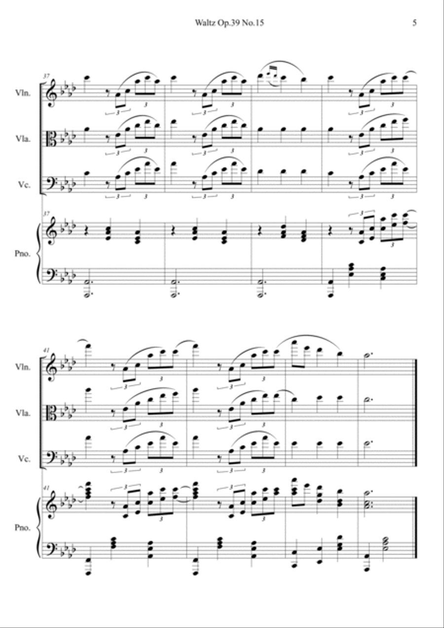 Waltz op.39 no.15 Waltz op.39 no.15 Piano Quartet scores gallery preview page 5