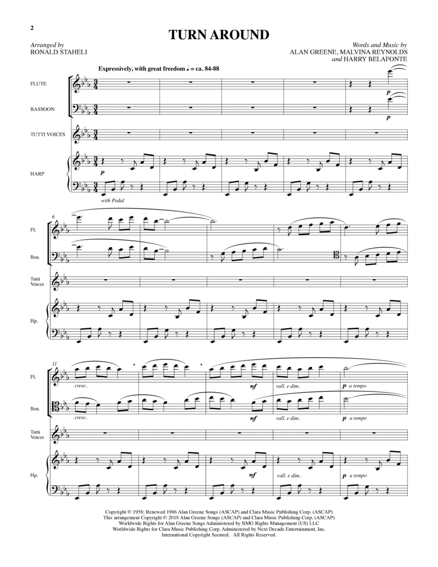 Turn Around (arr. Ronald Staheli) - Score Choir scores gallery preview page 1