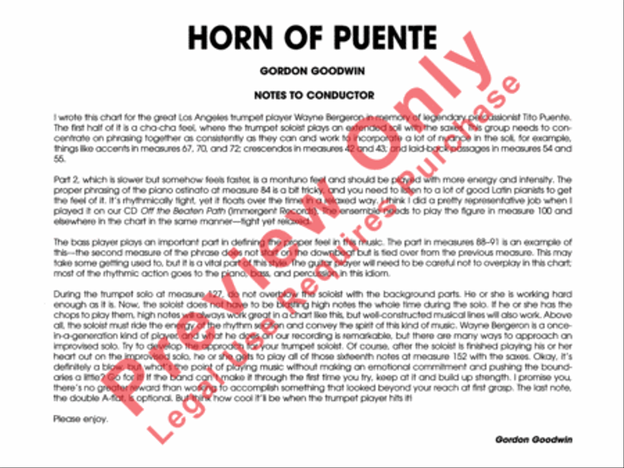 Horn of Puente Jazz Ensemble scores gallery preview page 3