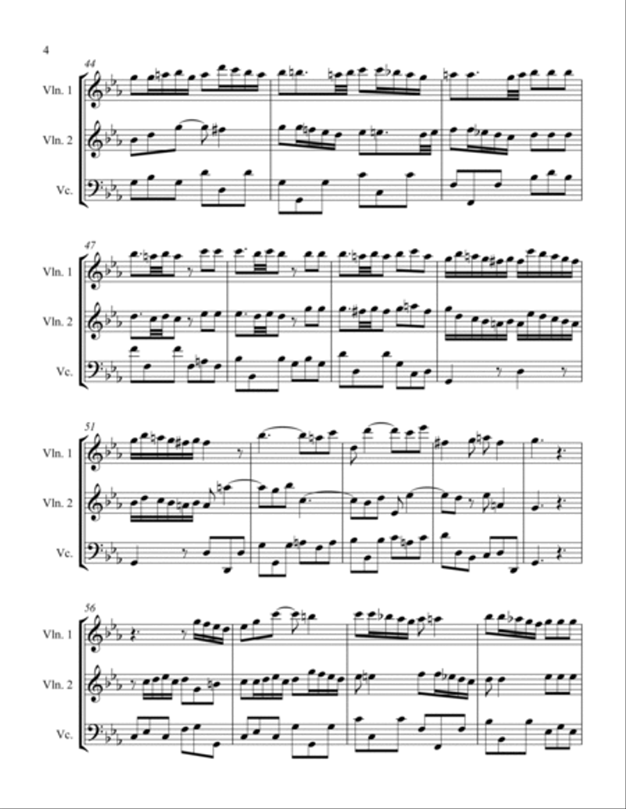 Sonata in C Minor Movement II String Trio scores gallery preview page 4