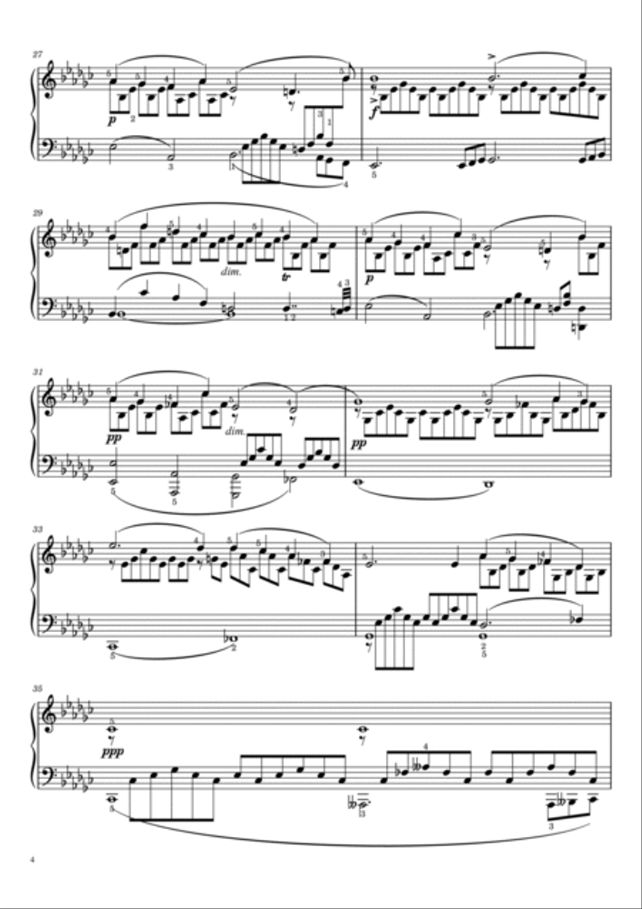 Schubert,Impromptu D.899 Op.90 No.3 in G♭ Major,For Piano Solo,With Fingering Piano Solo scores gallery preview page 4