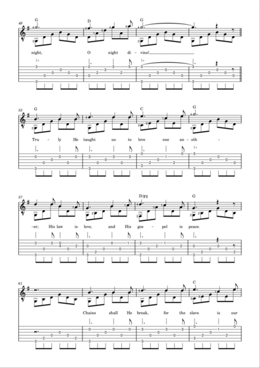 O, Holy Night Classical Guitar scores gallery preview page 4