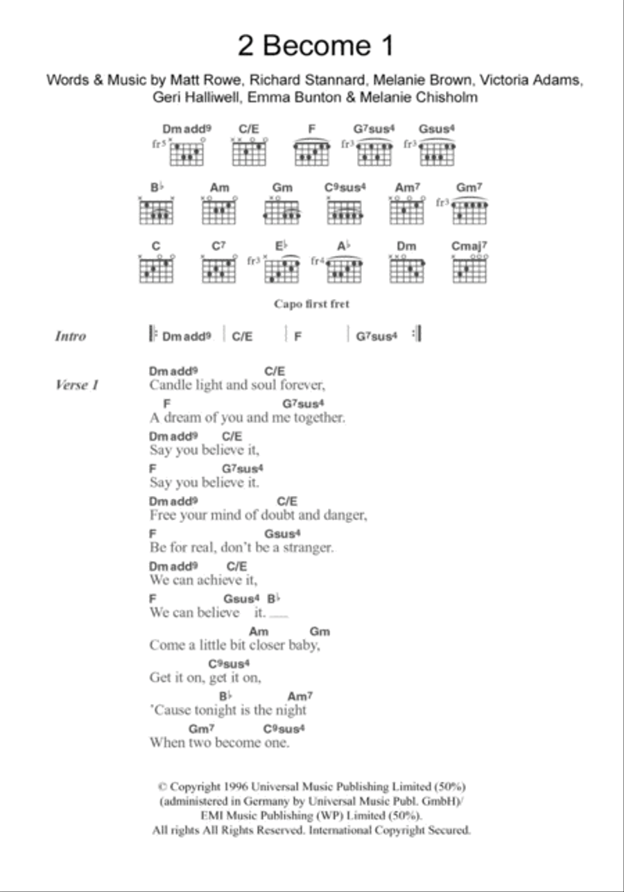 2 Become 1 2 Become 1 Acoustic Guitar scores gallery preview page 1