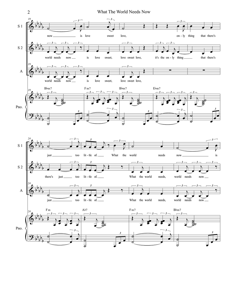 What The World Needs Now Is Love SSA scores gallery preview page 2