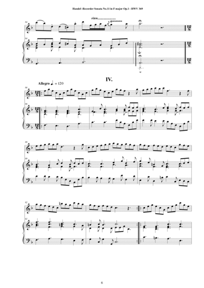 Handel - Sonata No.11 in F major Op.1 HWV 369 for Recorder and Harpsichord image number null