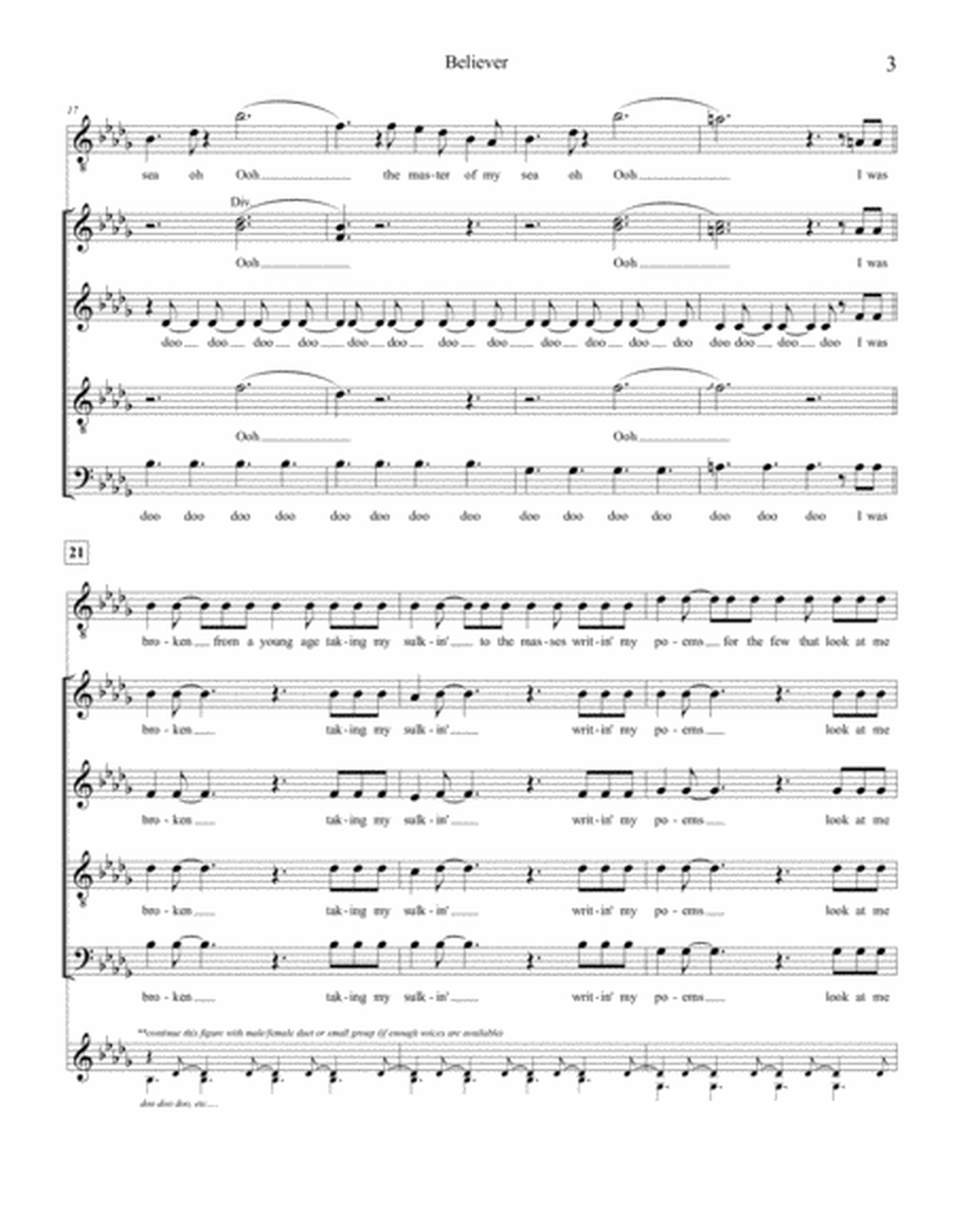 Believer - SATB acappella image number null