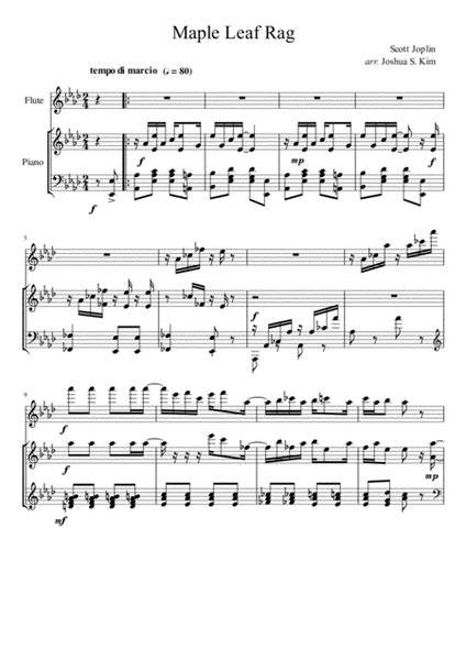 Maple Leaf Rag for flute & piano duet image number null