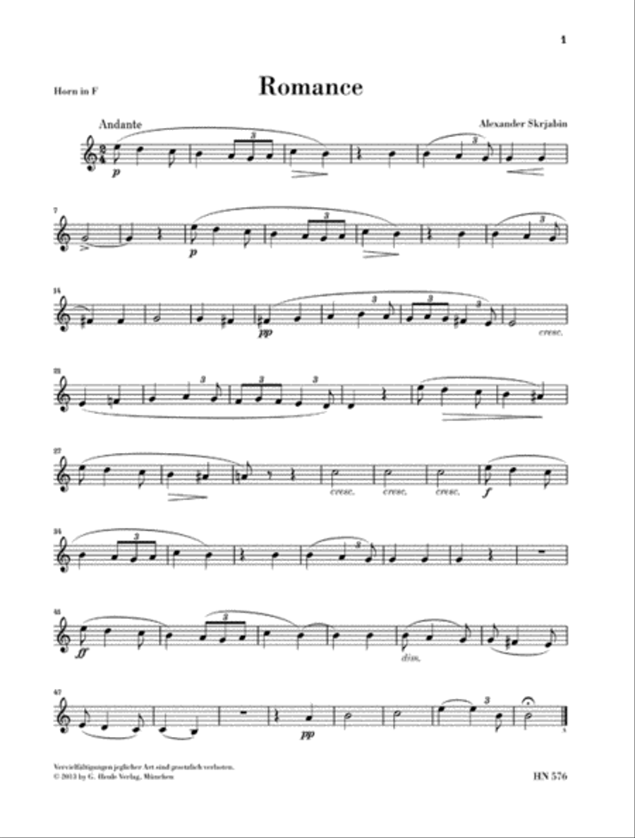 Romance for Horn and Piano Horn scores gallery preview page 3