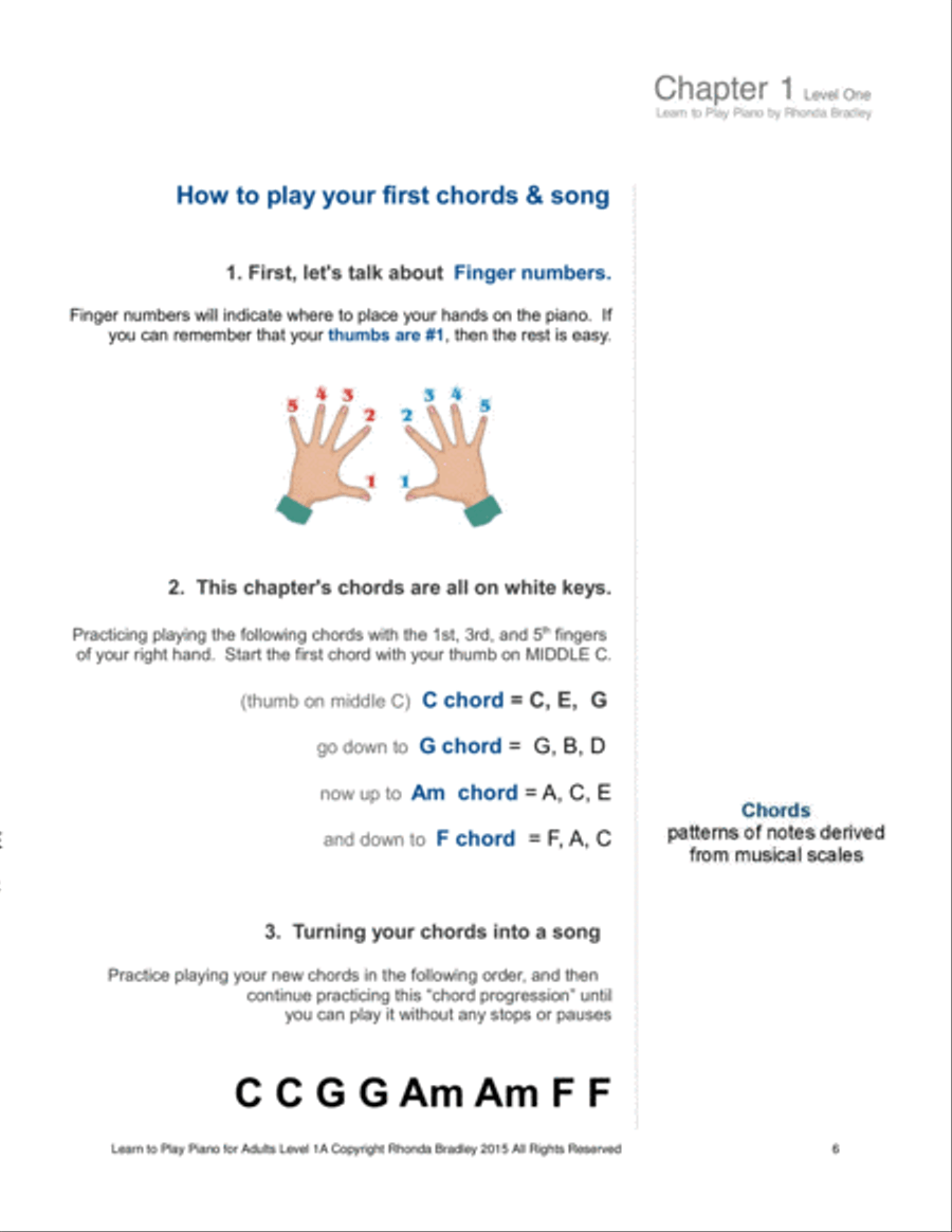 Learn to Play Piano Easy Adult piano lesson book Voice scores gallery preview page 6