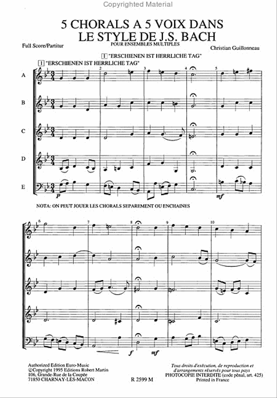 Cinq Chorals Concert Band scores gallery preview page 2