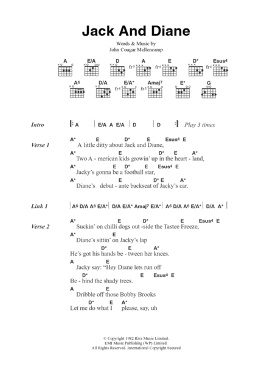 Jack And Diane Jack And Diane Guitar scores gallery preview page 1