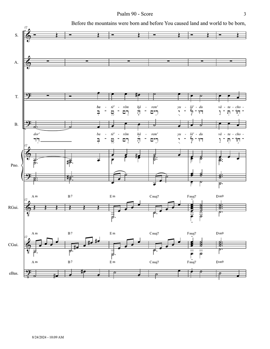 Psalm 90 - Score Only Psalm 90 - Score Only Small Ensemble scores gallery preview page 3