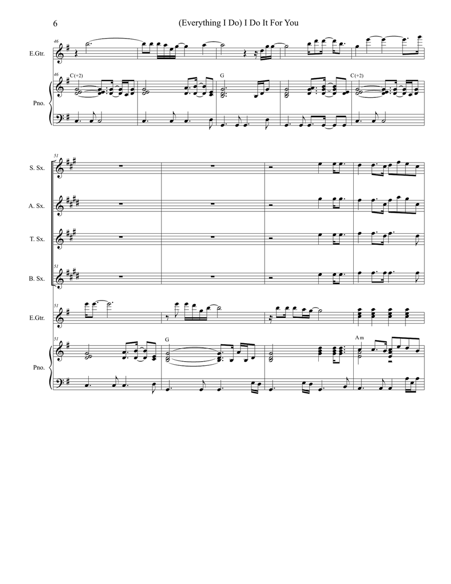 (Everything I Do) I Do It For You Saxophone Quartet scores gallery preview page 6