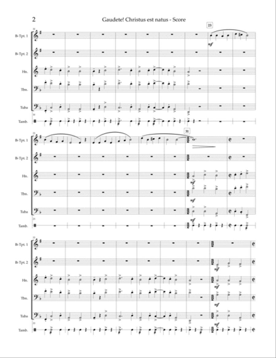 Gaudete, Christus est natus - brass quintet Brass Quintet scores gallery preview page 4