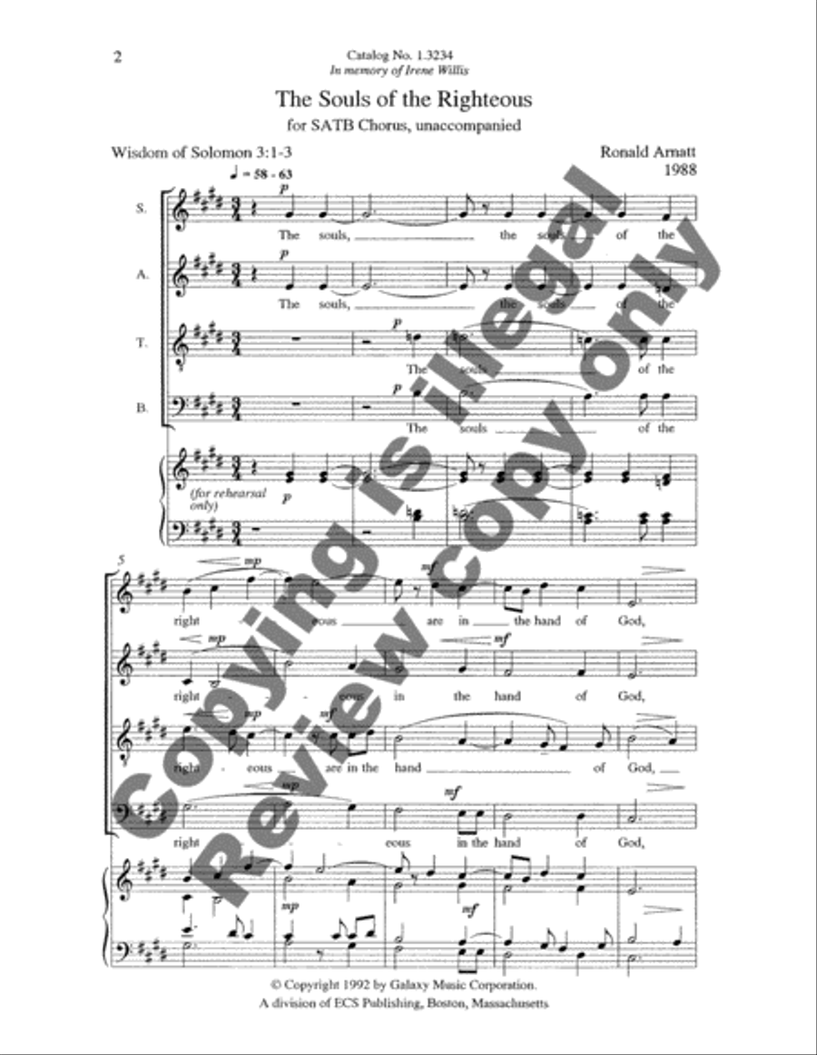 The Souls of the Righteous 4-Part scores gallery preview page 3