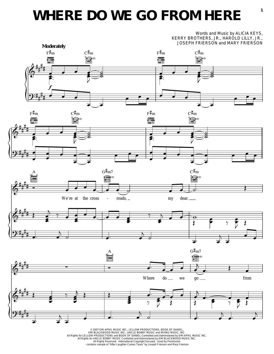 Where Do We Go From Here Piano, Vocal, Guitar scores gallery preview page 1