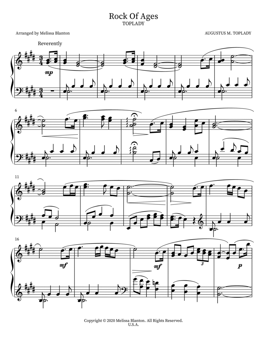 Rock of Ages ~ Hymn Arrangement for Solo Piano image number null