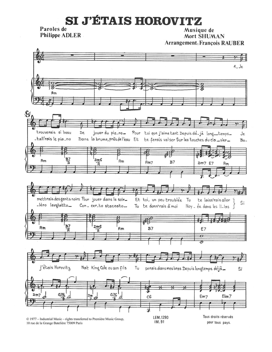 Si J'etais Horovitz Piano, Vocal scores gallery preview page 1