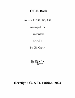 Trio sonata, H. 581 Wq. 152 (arrangement for 3 recorders (AAB))