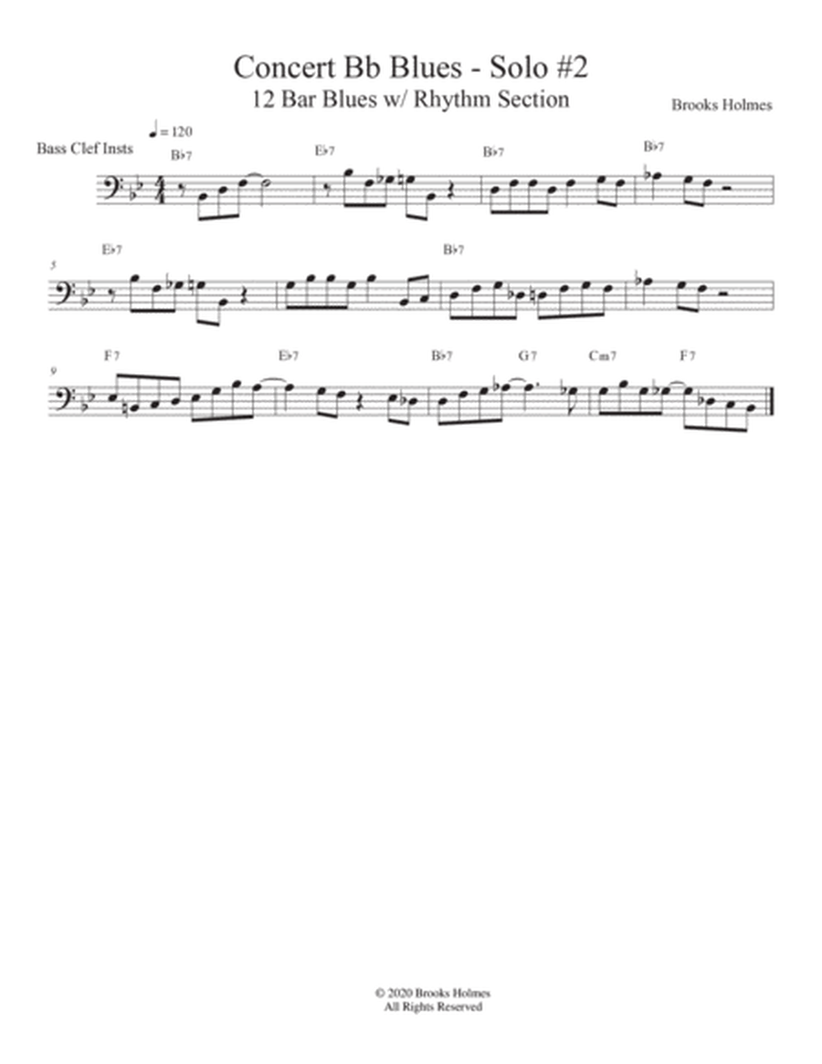 Concert Bb Blues Solo #2 - 12 Bar Blues w/ Rhythm Section - Bass Clef Instruments image number null