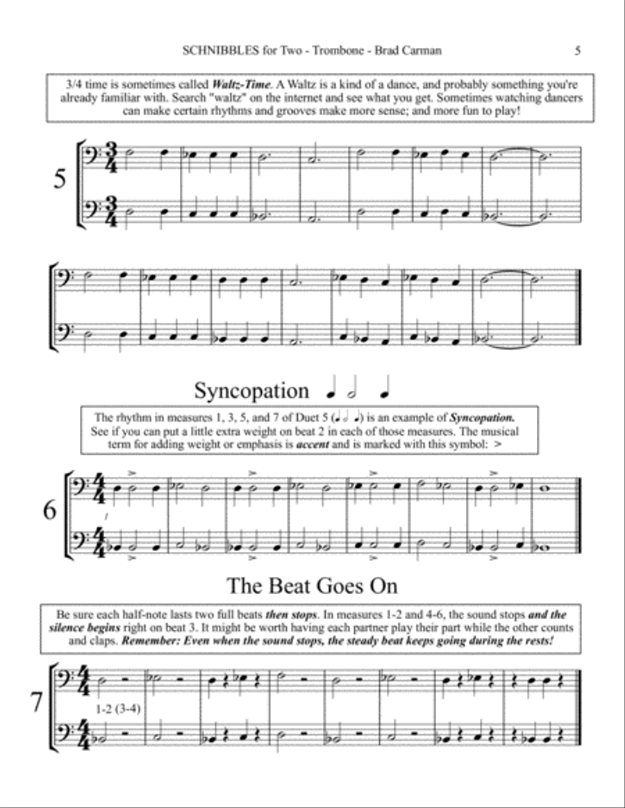 SCHNIBBLES for Two: 101 Easy Practice Duets for Band: TROMBONE Trombone Duet scores gallery preview page 6