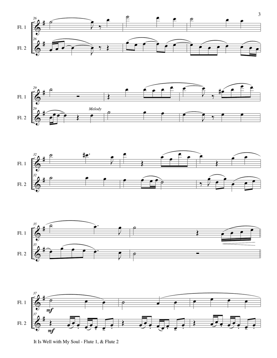 IT IS WELL WITH MY SOUL (Duet - Flute 1 & Flute 2 - Score & Instrumental Parts Included) Flute Duet scores gallery preview page 4