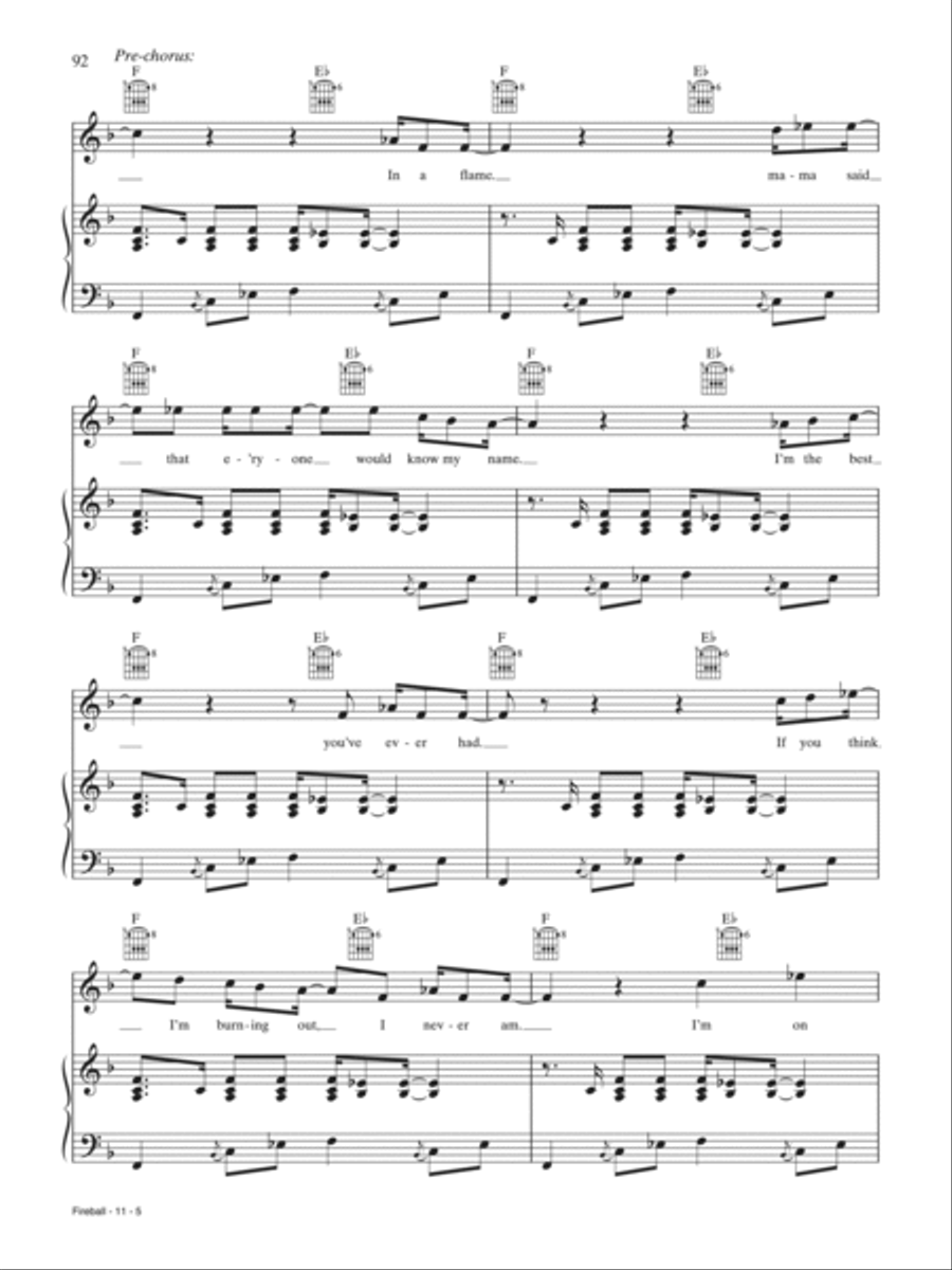 Fireball Piano, Vocal, Guitar scores gallery preview page 5