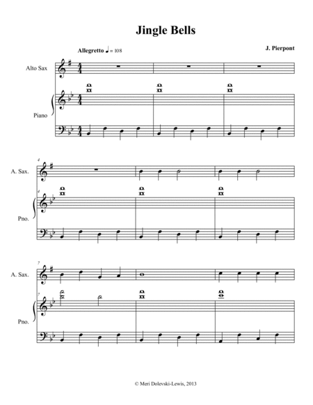 Jingle Bells: E flat saxes (alto, baritone)/piano