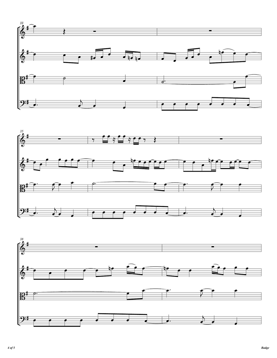 Badge by Cream String Quartet - Digital Sheet Music page 5