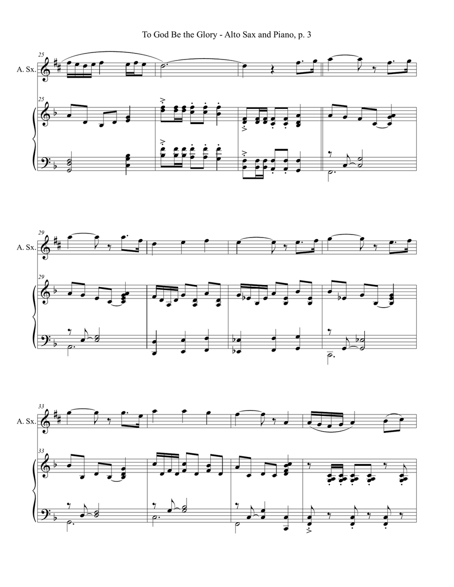TO GOD BE THE GLORY One Movement Hymn Sonata (for Alto Sax and Piano with Score/Part) Alto Saxophone scores gallery preview page 4