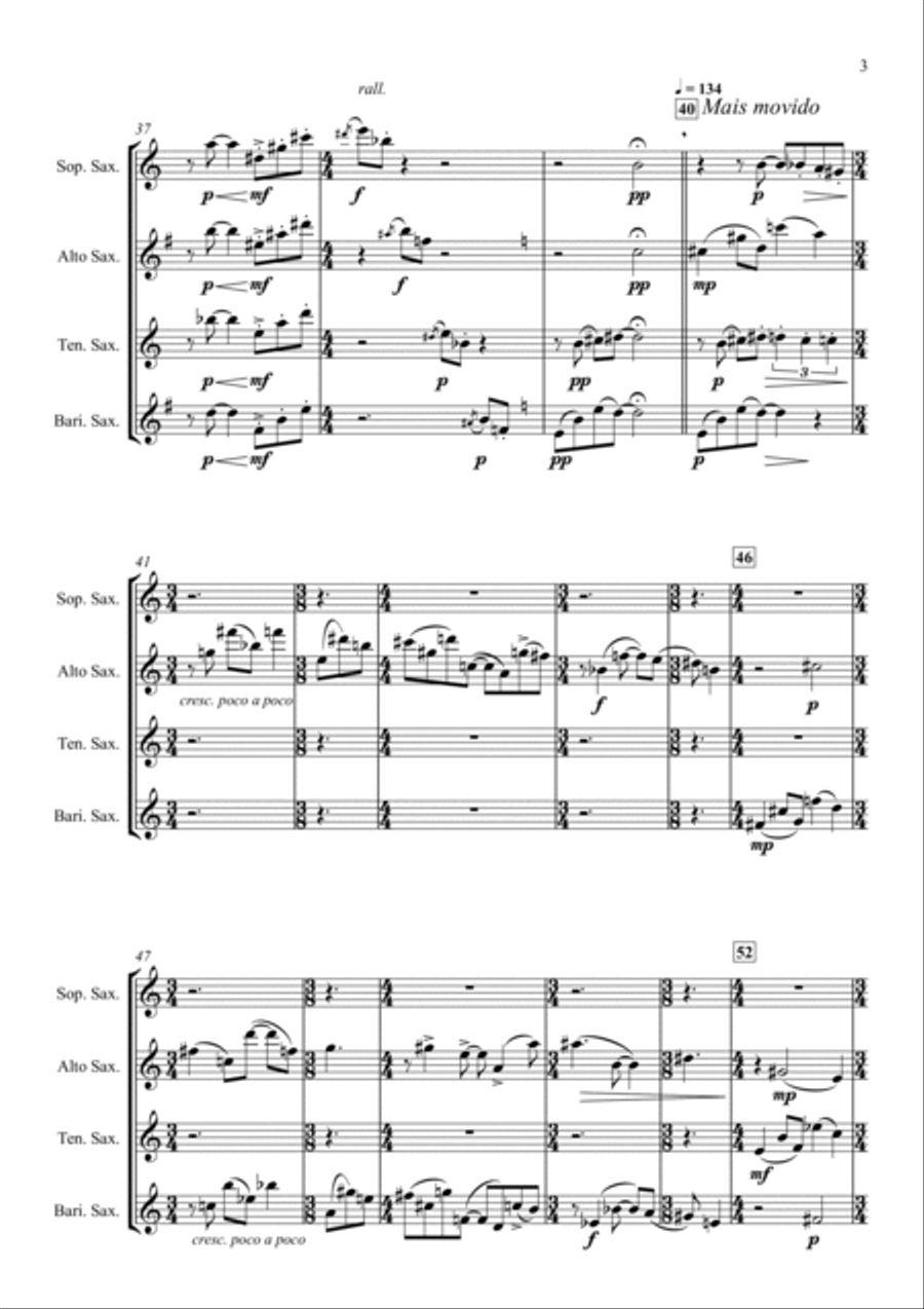 Sol de Pelotas, versão para Quarteto de Saxofones Woodwind Quartet scores gallery preview page 6