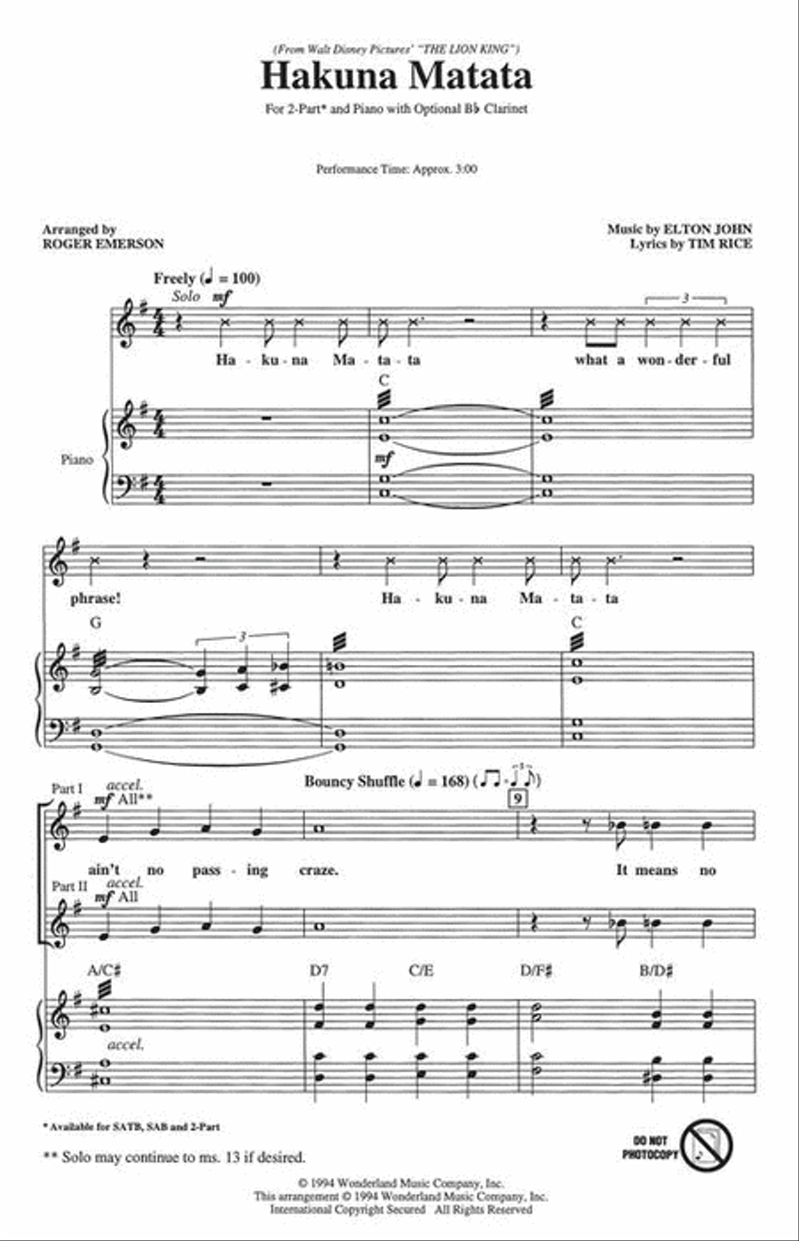 Hakuna Matata 2-Part scores gallery preview page 3