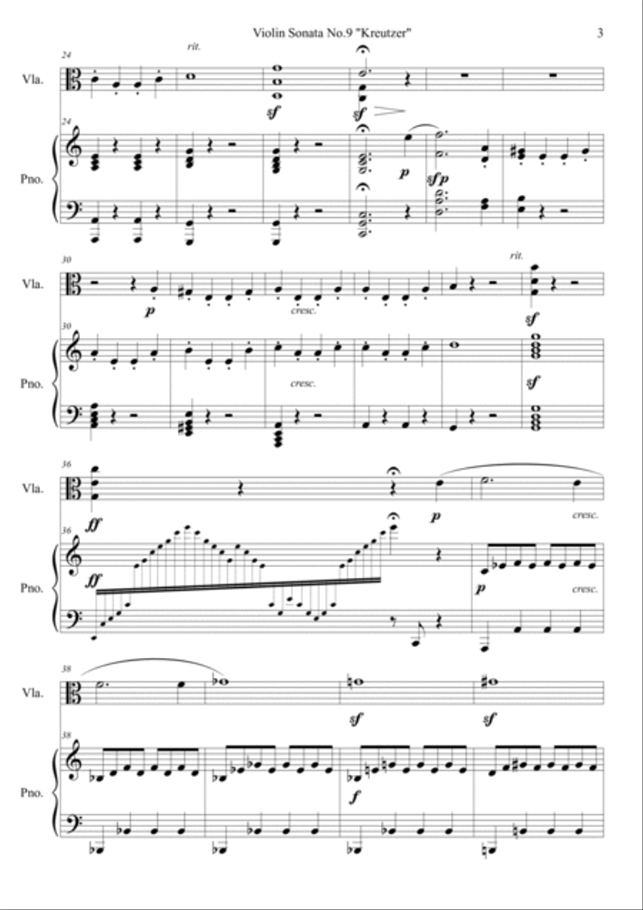Violin sonata no.9 op.47 'Kreutzer' Viola scores gallery preview page 3