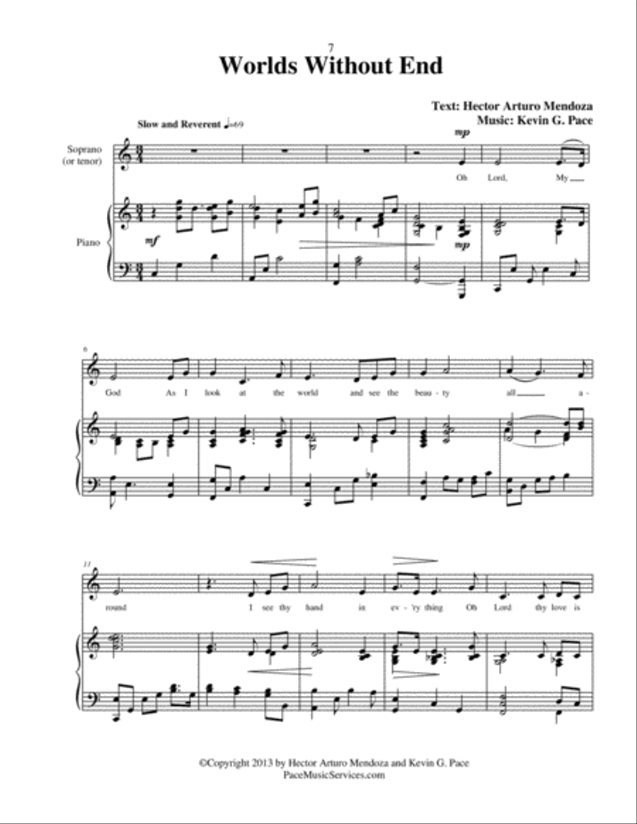 Worlds Without End - original vocal solo with piano accompaniment Voice Solo scores gallery preview page 2